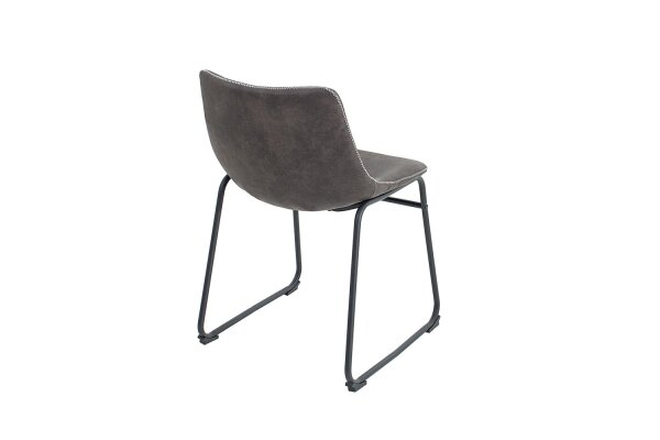 Chaise de salle à manger microfibre fer 45 cm en gris vintage noir