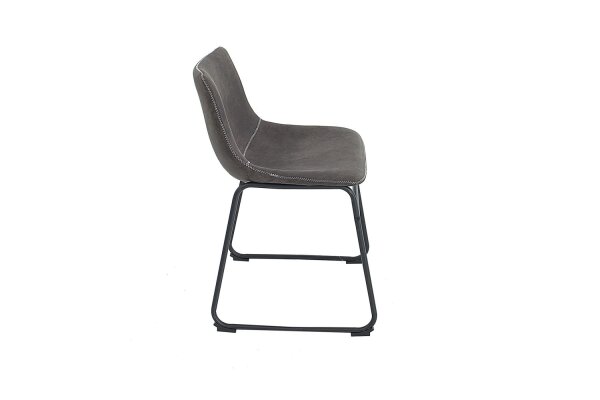 Chaise de salle à manger microfibre fer 45 cm en gris vintage noir