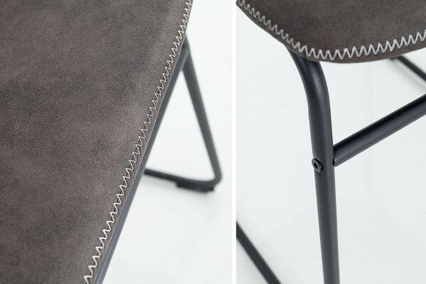 Chaise de salle à manger microfibre fer 45 cm en gris vintage noir