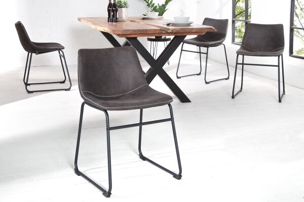 Chaise de salle à manger microfibre fer 45 cm en gris vintage noir