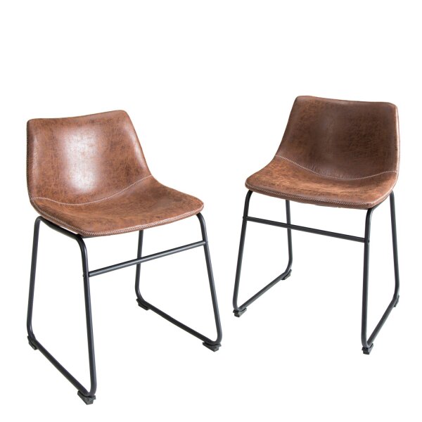 Chaise de salle à manger microfibre fer 45 cm en vintage marron noir