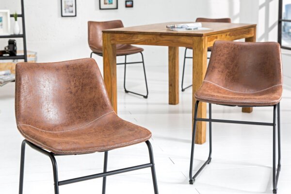 Chaise de salle à manger microfibre fer 45 cm en vintage marron noir