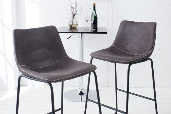 Table de bar microfibre fer 49 cm en gris vintage noir