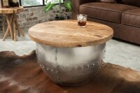 Table basse mangue bois métal Ø 68 cm en...