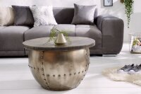 Table basse mangue bois m&eacute;tal &Oslash; 68 cm en...
