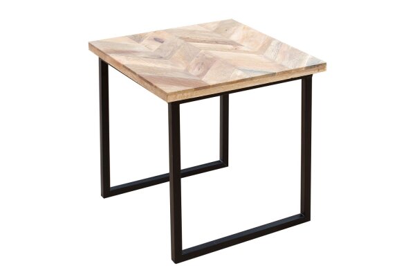 Table basse mangue bois métal 45x160 cm en noir naturel