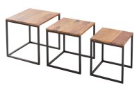 Table dappoint bois de sheesham m&eacute;tal set de 3...