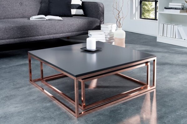 Table basse MDF métal set de 2 pièces en anthracite cuivre