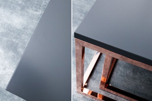 Table basse MDF métal set de 2 pièces en anthracite cuivre