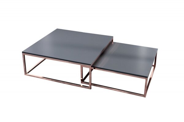 Table basse MDF métal set de 2 pièces en anthracite cuivre
