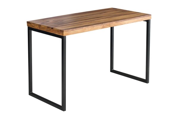 Bureau bois de sheesham métal 118x60 cm en noir naturel