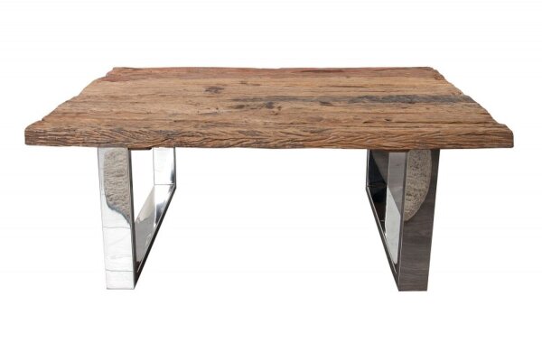 Table basse en teck recyclé métal 110x14,5 cm en naturel