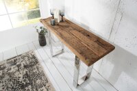 Table console teck recyclé métal 60 cm en...