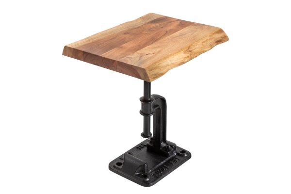 Table dappoint en bois dacacia métal 43x180 cm en noir naturel