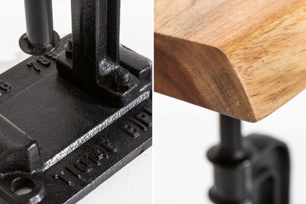 Table dappoint en bois dacacia métal 43x180 cm en noir naturel