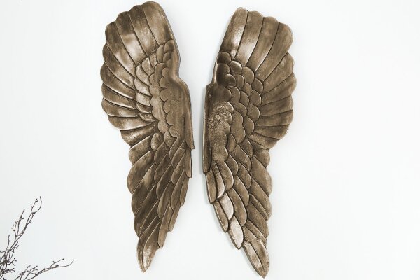 Sculpture murale aile artisanale 56 cm en bronze antique