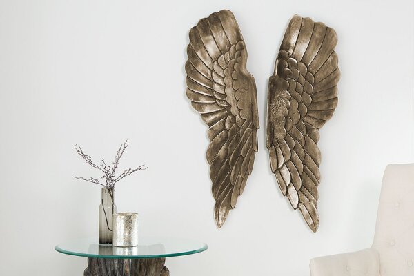 Sculpture murale aile artisanale 56 cm en bronze antique