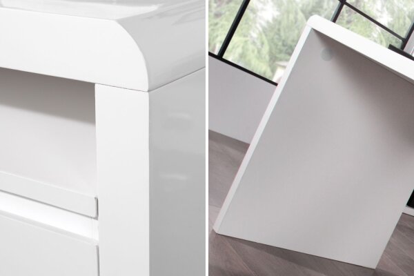 Bureau MDF laqué 140 cm en blanc brillant