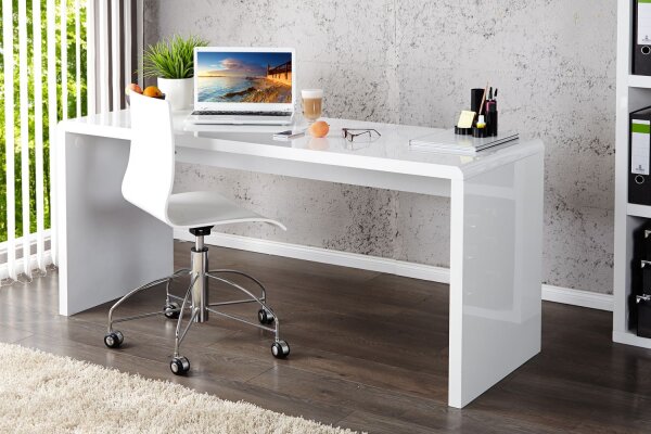 Bureau MDF laqué 20 cm en blanc brillant