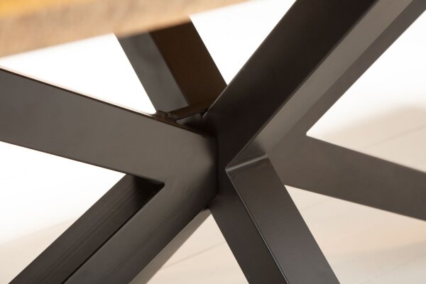 Table de salle à manger Mango bois métal 200x20 cm en noir naturel