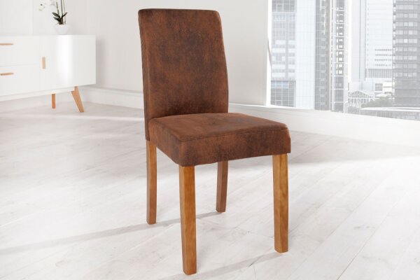Chaise de salle à manger Microfibre bois 40 cm en marron café clair