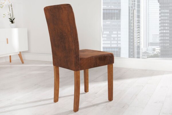 Chaise de salle à manger Microfibre bois 40 cm en marron café clair