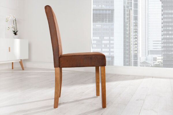Chaise de salle à manger Microfibre bois 40 cm en marron café clair