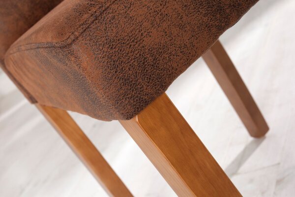 Chaise de salle à manger Microfibre bois 40 cm en marron café clair