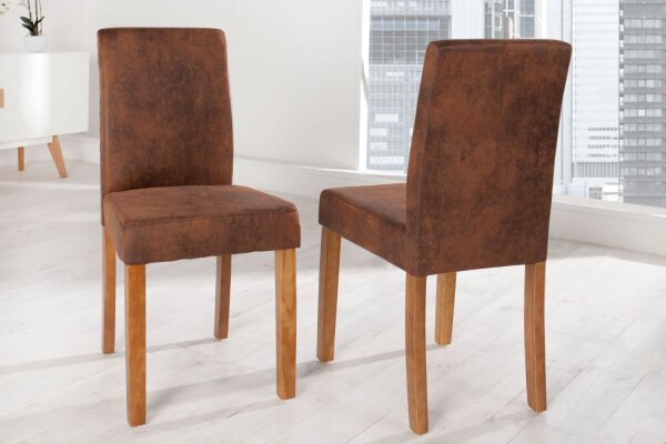 Chaise de salle à manger Microfibre bois 40 cm en marron café clair