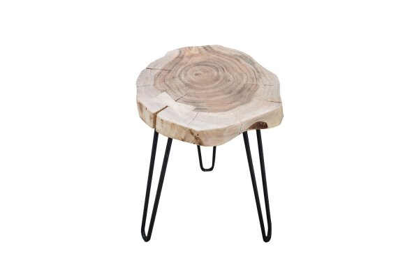 Table dappoint en bois dacacia métal 40x60 cm en blanc noir