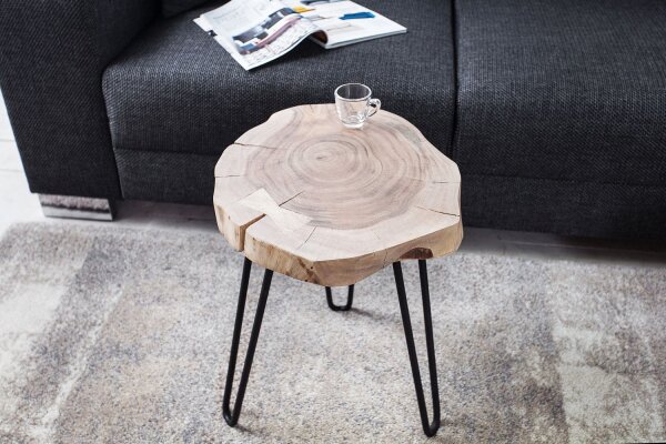 Table dappoint en bois dacacia métal 40x60 cm en blanc noir