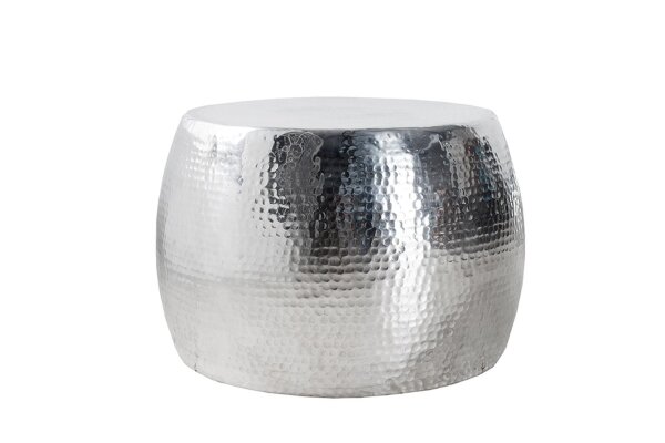 Table basse en aluminium martelé Ø 60 cm en argent