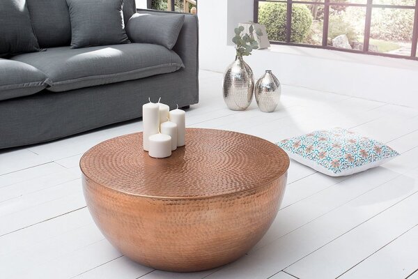 Table basse en aluminium fait main Ø 60 cm en cuivre