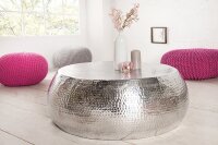 Table basse en aluminium fait main &Oslash; 80 cm en argent
