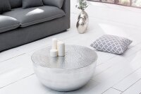 Table basse en aluminium fait main Ø 60 cm en argent