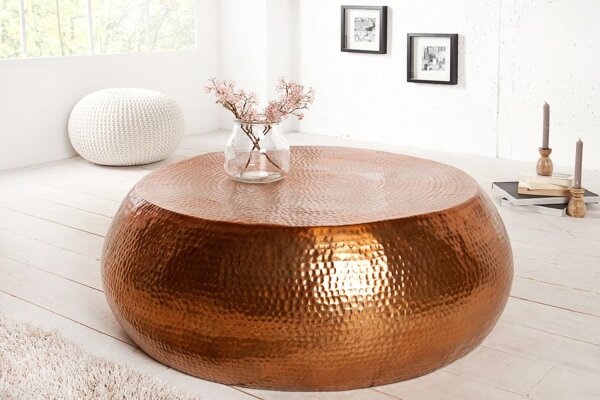 Table basse en aluminium fait main Ø 80 cm en cuivre