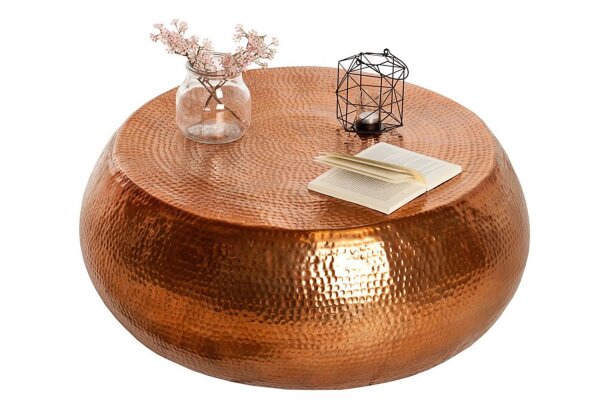 Table basse en aluminium fait main Ø 80 cm en cuivre