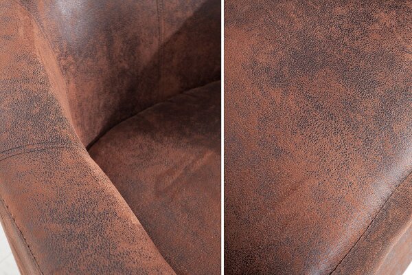 Fauteuil Microfibre Bois 60 cm en Whisky Marron