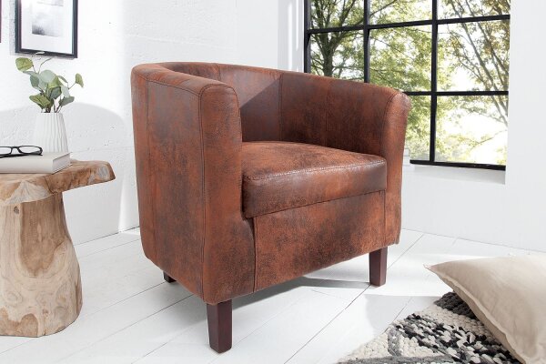 Fauteuil Microfibre Bois 60 cm en Whisky Marron