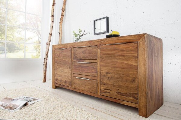 Buffet en bois de sheesham 135 cm en naturel