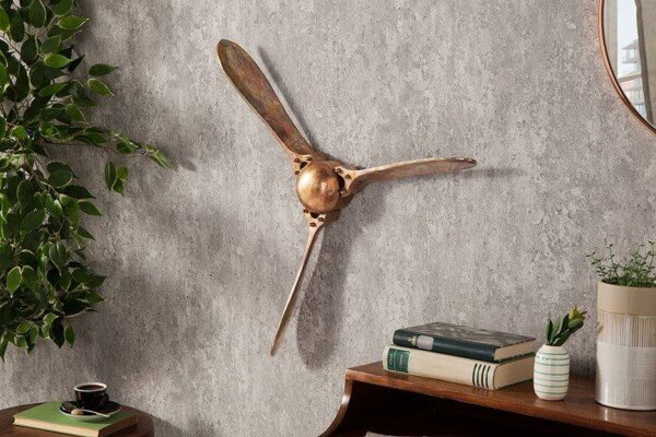 Décoration murale Hélice métal artisanale 60 cm en cuivre flammé