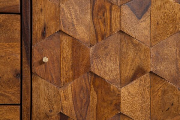 Buffet en bois de sheesham 145 x 75 cm Façades 3D rétro