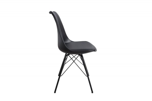 Chaise de salle à manger similicuir métal 50 cm en noir