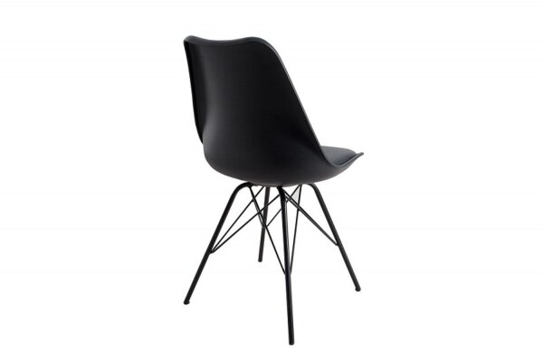 Chaise de salle à manger similicuir métal 50 cm en noir