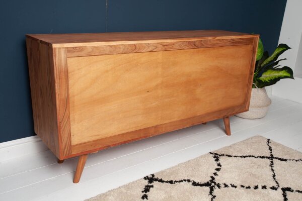 Sideboard acacia 145 x 75cm façades 3D rétro tiroirs portes