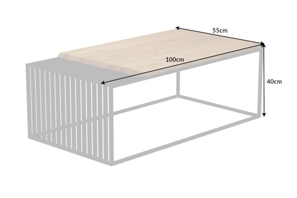 Table basse bois (chêne) métal en noir naturel 100x55 cm