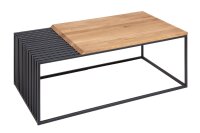 Table basse bois (ch&ecirc;ne) m&eacute;tal en noir...
