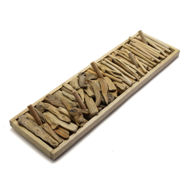 Portemanteau mural en bois flotté fait main 60 cm en naturel