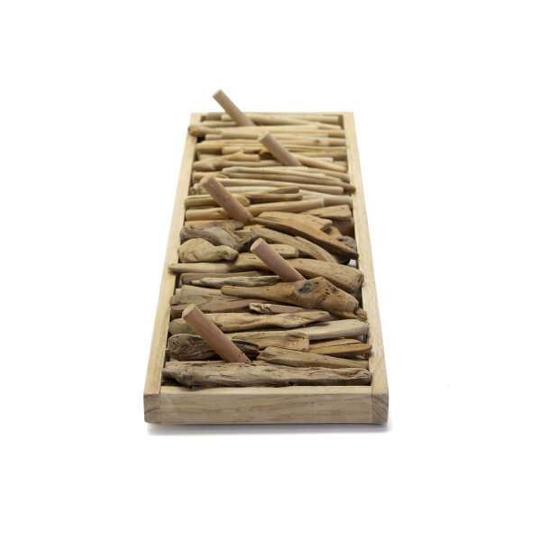 Portemanteau mural en bois flotté fait main 60 cm en naturel