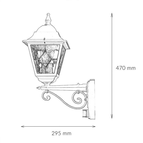 Lampe de cour noire avec détecteur de mouvement IP43 LEADWORTH